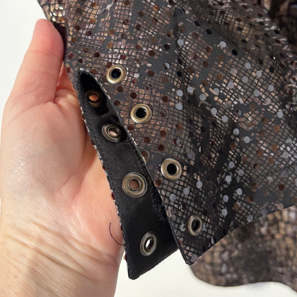 Vintage Joseph Ribkoff Blazer Jacket Women’s Size 14 Black Brown Sparkly Zip Up - Picture 3 of 12